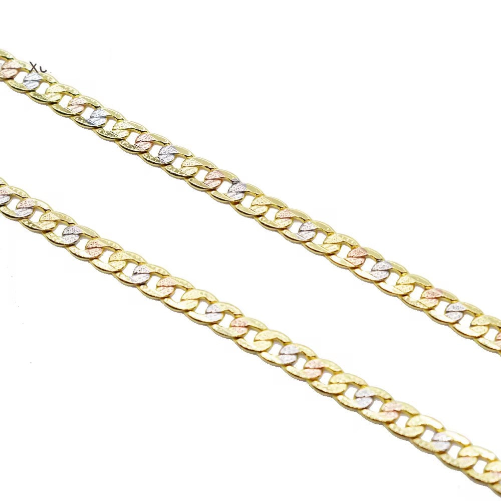 X0178 Wholesale Three Color Chain Necklace High Quality 18K Gold Plated 24 Inch Jewellery Necklace