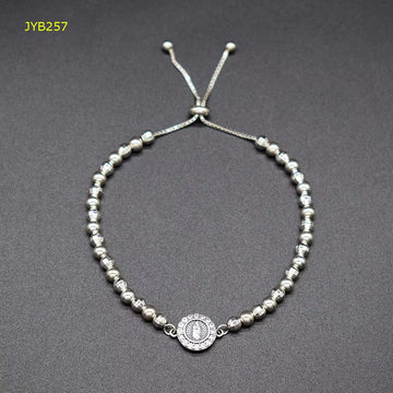 JYB257 Wholesale High Quality S925 Sterling Virgin Mary Rosary Bracelet Sterling Silver 925 Silver Virgin Mary Rosary Bracelet