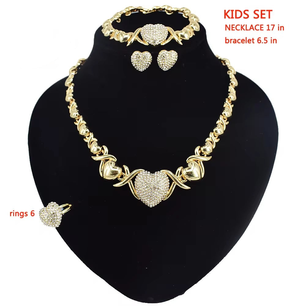 T0240 High Quality 18K Gold-Plated X Teddy Bear I Love You Kids Jewelry Set