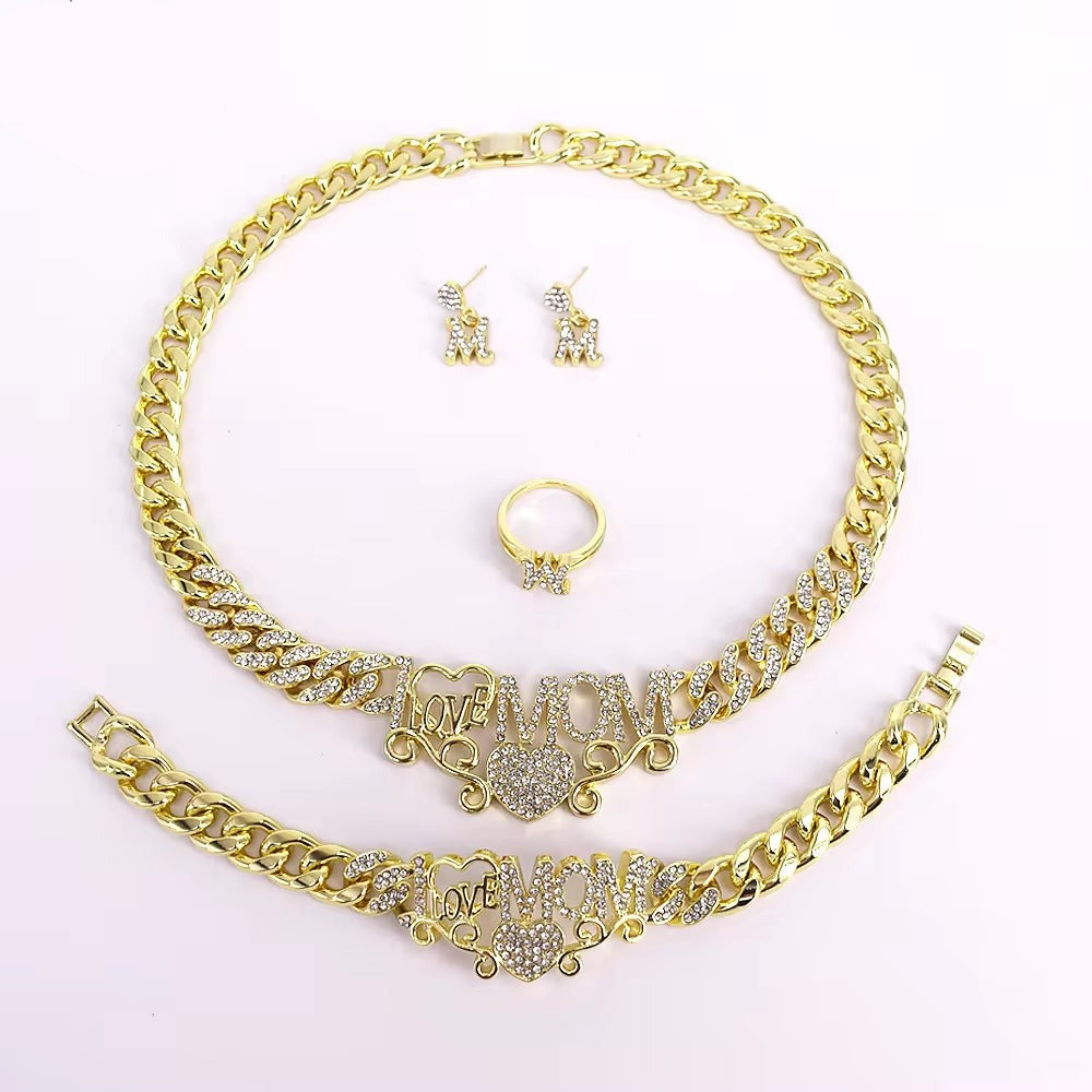 T0274 Mother'S Day Gift High Quality 18K Gold-Plated I Love You MOM Jewelry Set I Love You Mom