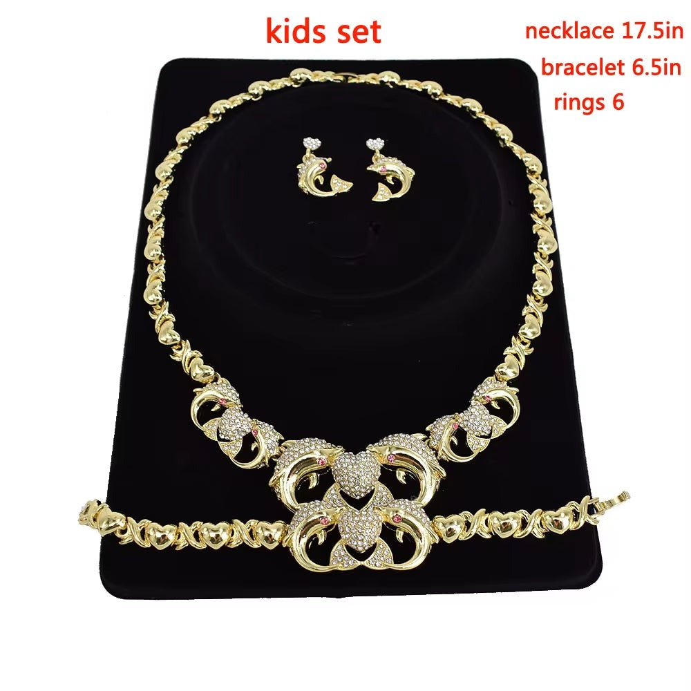 T0265 Latest Design Christmas Gift Cute Girl Dolphin Kids Jewelry Set