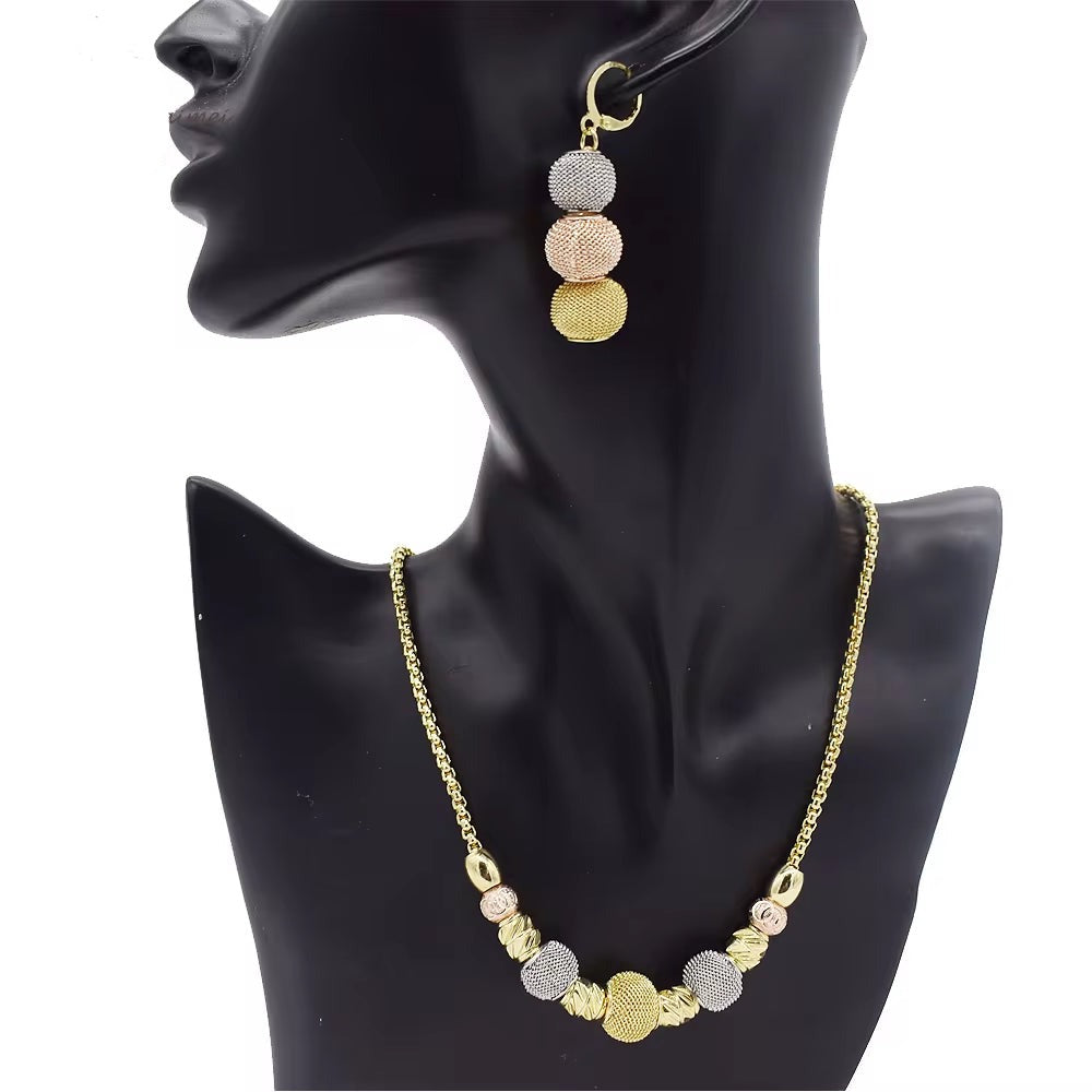 T0299 High Quality 3Color Fashion Rosary Necklace Earrings Set