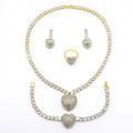 T0293 Free Shipping High Quality 18K Gold-Plated Zircon Necklace Heart-Shaped Jewelry Set