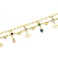 S0343 Wholesale Costom Personalized Double Chain Evil Eyes Women Anklet Bracelet Gem Heart Anklet