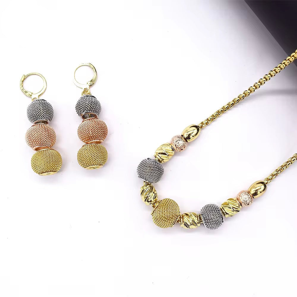 T0299 High Quality 3Color Fashion Rosary Necklace Earrings Set