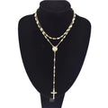 Z038 Gold Rosary Necklace Wholesale Three Colors Holy Father Rosary Beaded Zircon Virgin Mary Necklace