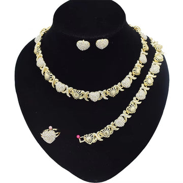 T0305 High Quality Gold Plating Jewelry Women Jewelry Set 18K Gold Plating Diamond XOXO Jewelry Set