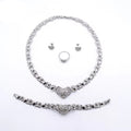 T0283 High Quality Silver Color Fishbone 4Piece I Love You Jewelry Set Big Set African Jewelry