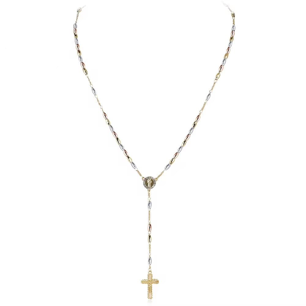 Z015 Gold Rosary Necklace Wholesale Three Colors Holy Father Rosary Beaded Necklace