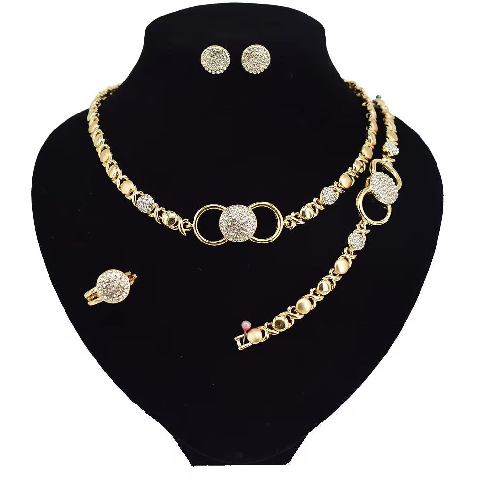 T0224 American Hot Sale High Quality X Water Drop 18 K Gold Plated Jewelry Set