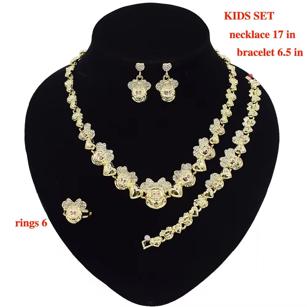 T0286 Wholesale 18K Gold-Plated Cute Minnie Jewelry Set Children'S Jewelry Set