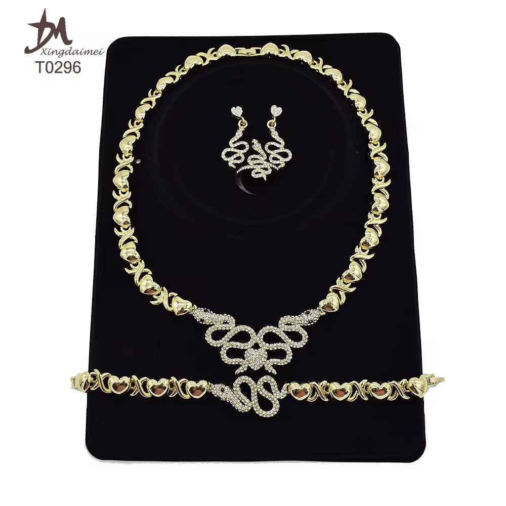 T0296 Wholesale Stone Jewelry Diamond Snake 18K Gold Plated Jewelry for Women Snake Jewelry