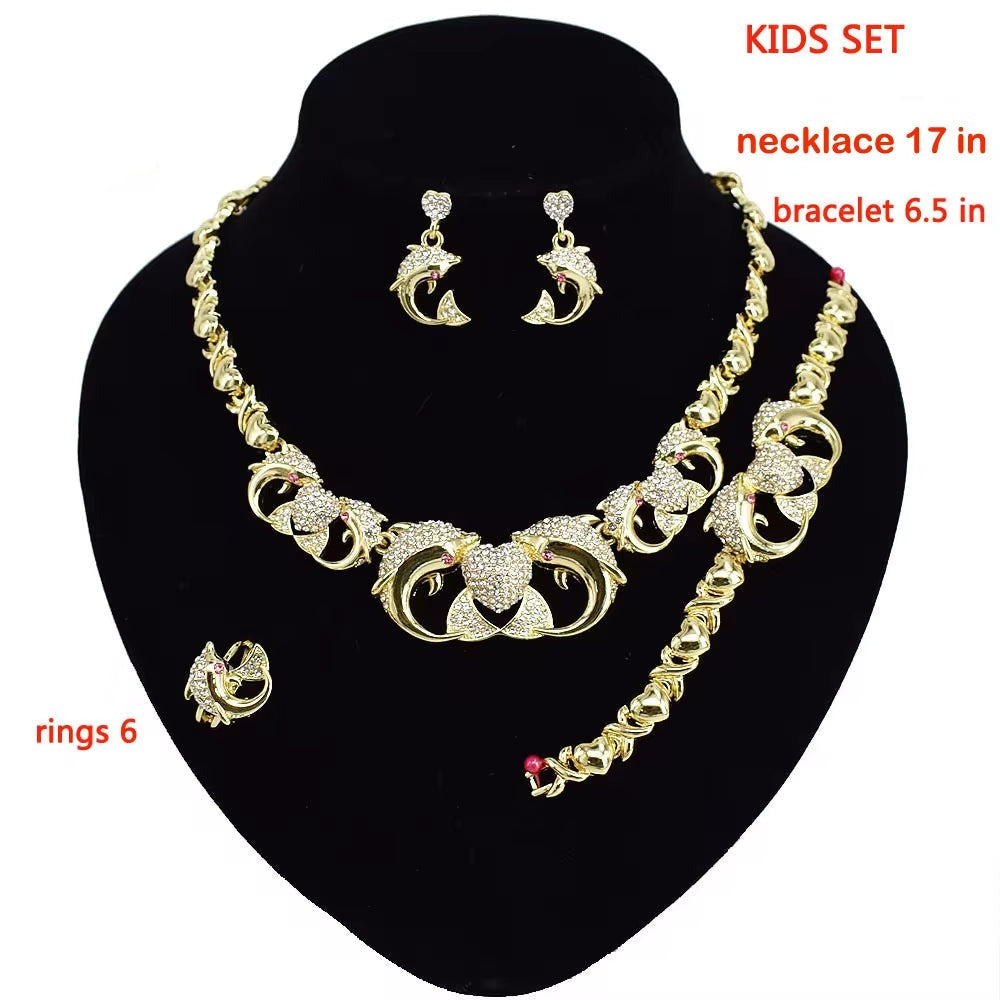 T0265 Latest Design Christmas Gift Cute Girl Dolphin Kids Jewelry Set