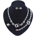 T0280 High Quality Silver Heart 4Piece Silver Jewelry Set