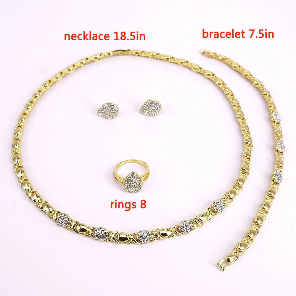 T0223 New Design Hot Sale 18K Gold Water Drop Diamond Jewelry Set