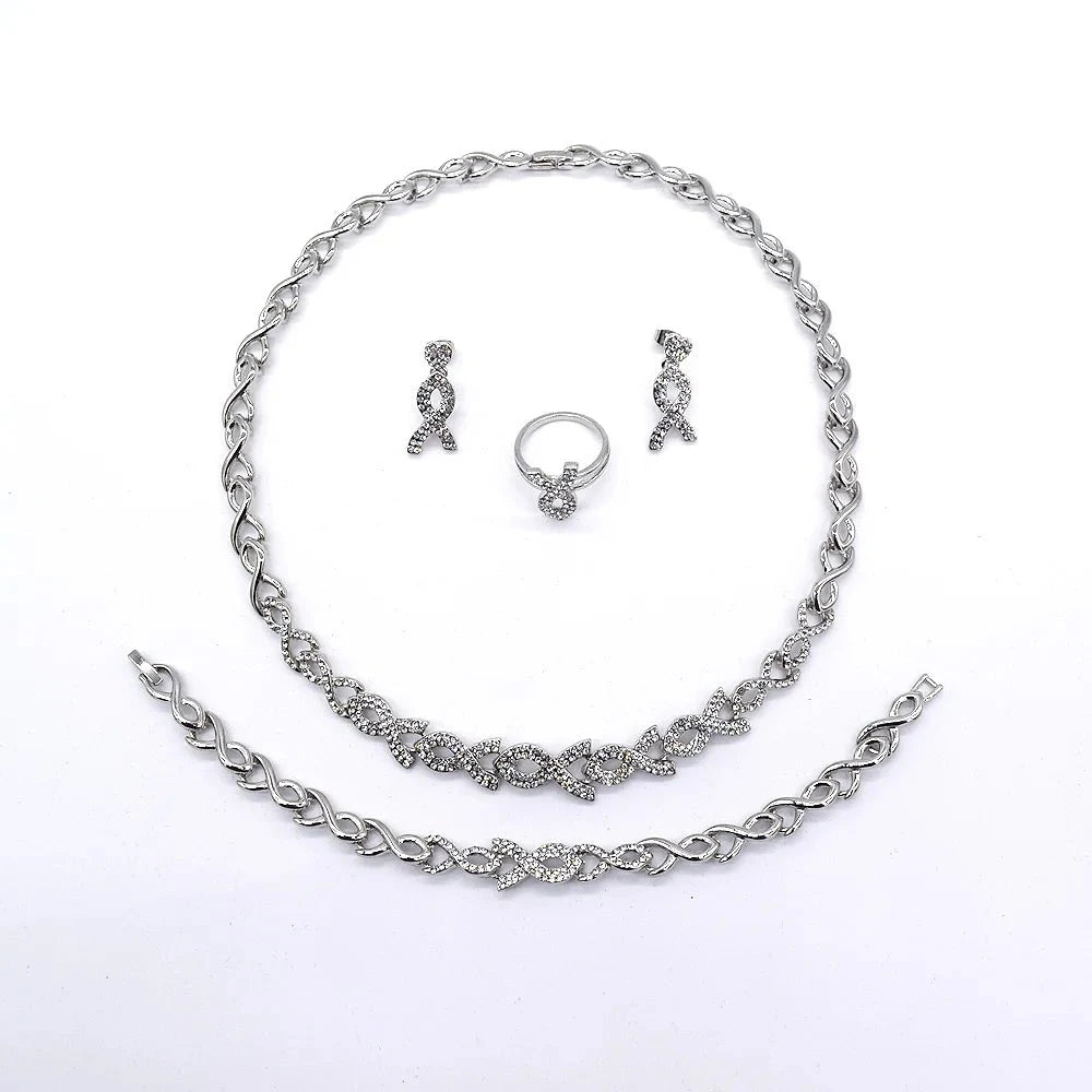 T0278 High Quality Silver Fishbone 4Piece Jewelry Set