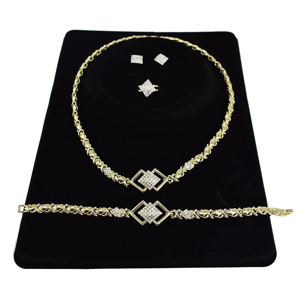 T0226 Hot Sale Diamond Jewelry Sets 18K Gold-Plated Jewelry Sets Women