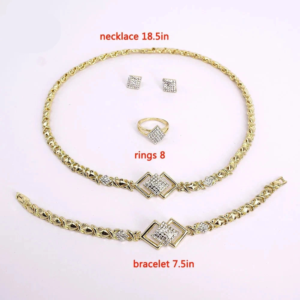 T0226 Hot Sale Diamond Jewelry Sets 18K Gold-Plated Jewelry Sets Women