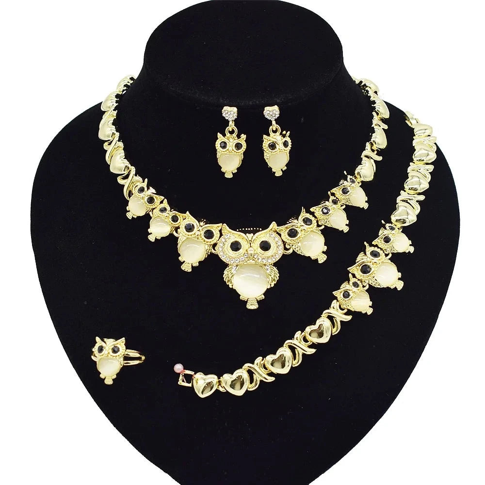 T0294 Women'S Jewelry High Quality Trendy Design Animal Jewelry Gem Owl Jewelry Set