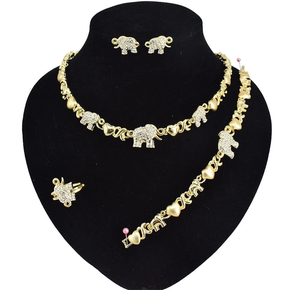 T0173 African High Quality 14K Gold XOXO Plating Jewelry Set