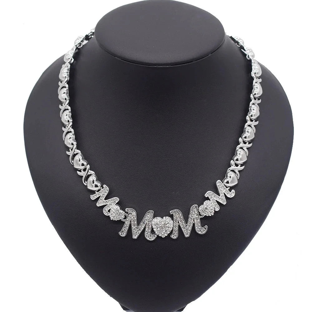 T0276 Mom Gift High Quality Silver Color XOXO MOM Jewelry Set