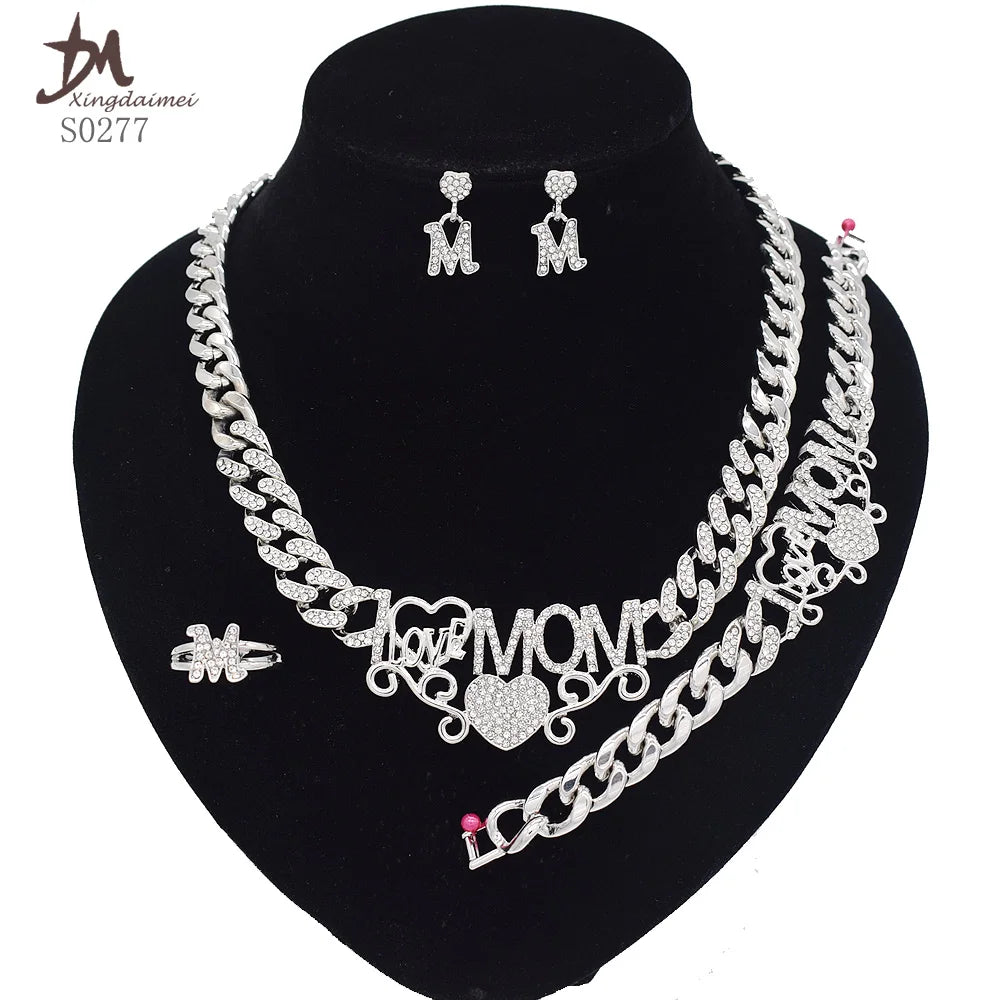 T0245 High Quality 18K Gold Plating Jewelry Women Jewelry Set 14K Gold Plating Diamond XOXO Jewelry Set