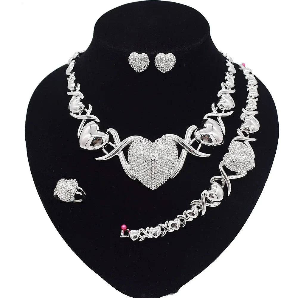 T0285 Wholesale Big Heart Silver Women'S Silver Jewelry Set