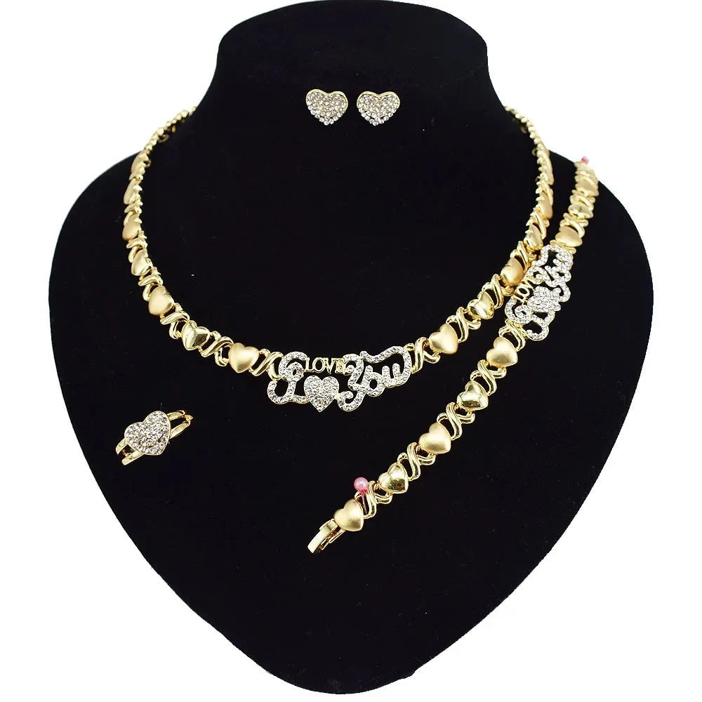 T0173 African High Quality 14K Gold XOXO Plating Jewelry Set