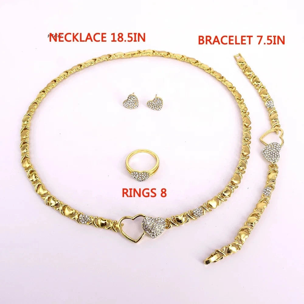 T0173 African High Quality 14K Gold XOXO Plating Jewelry Set