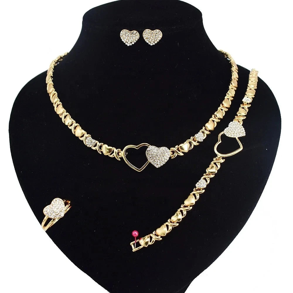 T0173 African High Quality 14K Gold XOXO Plating Jewelry Set