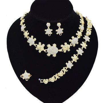 T0307 High Quality Gold Plating Jewelry Diamond Tortoise Fashion Jewelry Set