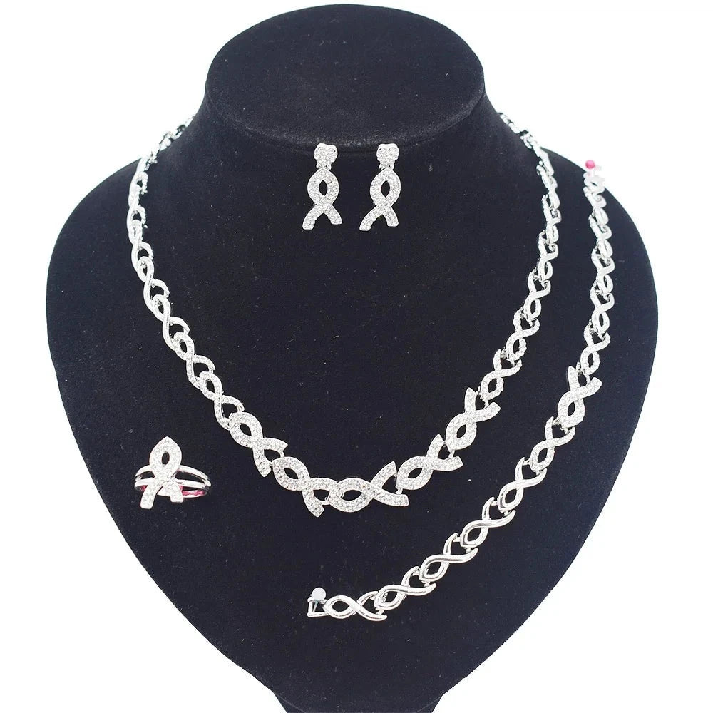 T0278 High Quality Silver Fishbone 4Piece Jewelry Set