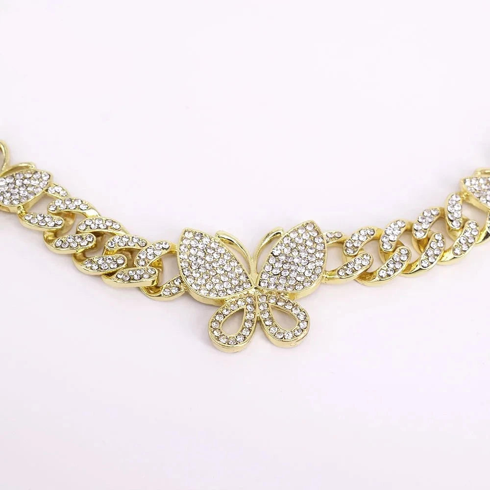 T0260 Hot Sale 2023 Hip Hop Butterfly 18K Gold-Plated Jewelry Set 18K Gold Jewelry Sets