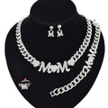 T0308 Cuban Chain Mom Gift High Quality Silver Color XOXO MOM Jewelry Set