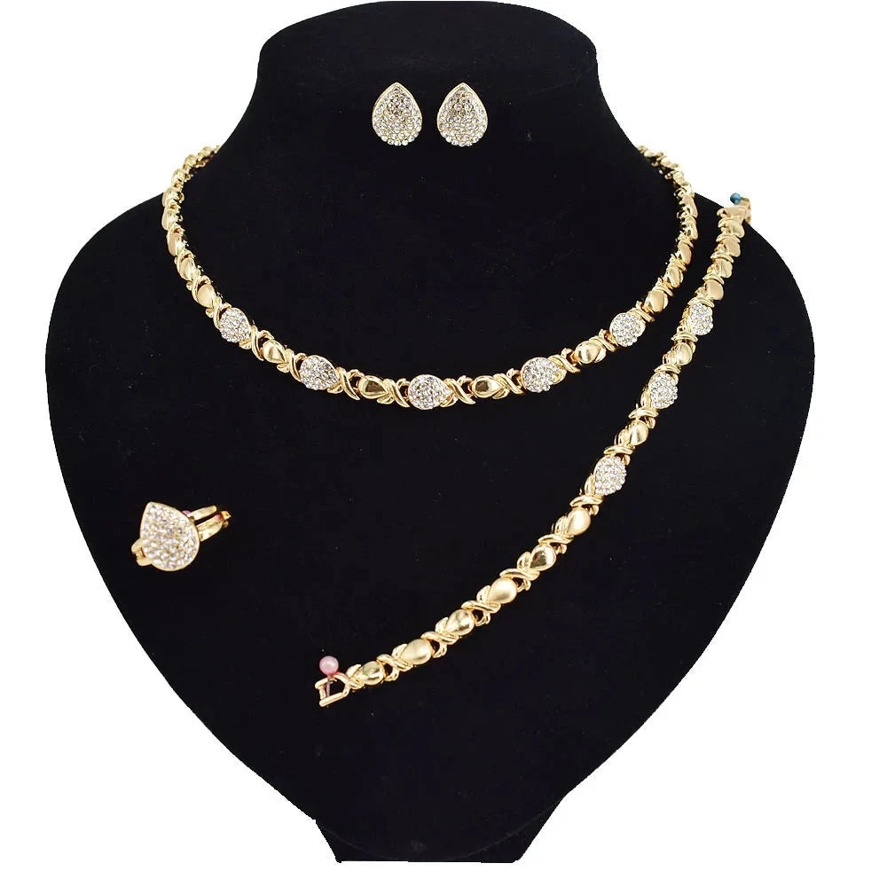 T0173 African High Quality 14K Gold XOXO Plating Jewelry Set