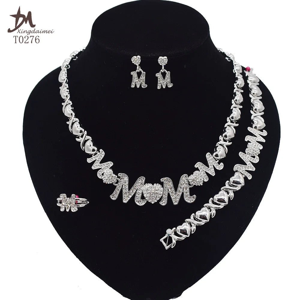 T0245 High Quality 18K Gold Plating Jewelry Women Jewelry Set 14K Gold Plating Diamond XOXO Jewelry Set