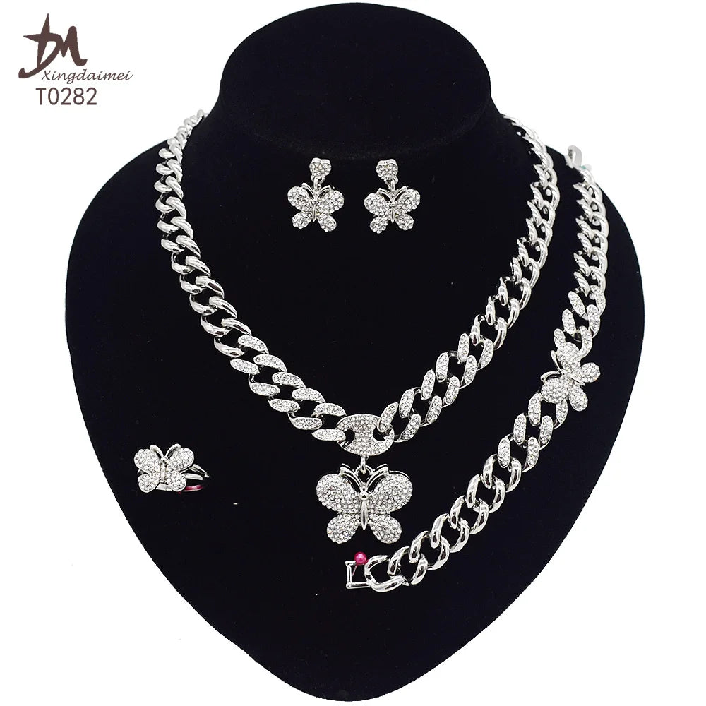 T0245 High Quality 18K Gold Plating Jewelry Women Jewelry Set 14K Gold Plating Diamond XOXO Jewelry Set