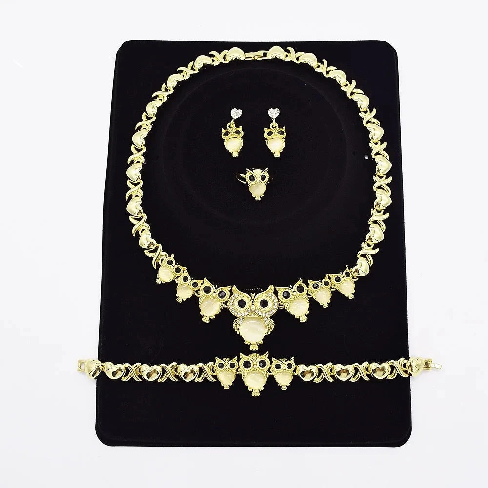 T0294 Women'S Jewelry High Quality Trendy Design Animal Jewelry Gem Owl Jewelry Set