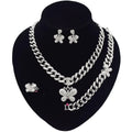 T0282 Cuban Chain Butterfly Silver Women'S Jewelry Set