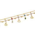 S0340 Wholesale Costom Personalized Double Chain Heart Women Anklet Bracelet Gem Heart Anklet