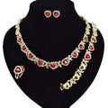 T0266 Free Shipping New Design High Quality 18K Gold Plated Valentine'S Day Gift Ruby Jewelry Set