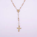 Z019 Gold Rosary Necklace Wholesale Three Colors Zircon Religious Jewelry Rosary Beaded Necklace