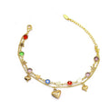 S0339 Wholesale Costom Personalized Double Chain Heart Women Anklet Bracelet Gem Heart Anklet