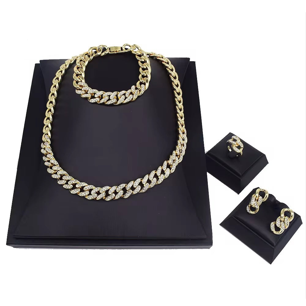 T0257 High Quality 18K Gold Plated Women'S Hip Hop Jewelry Set