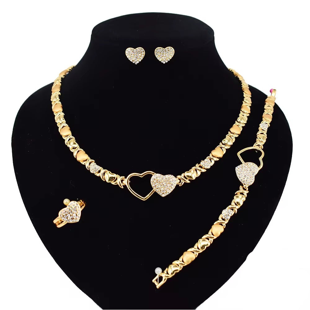 T0224 American Hot Sale High Quality X Water Drop 18 K Gold Plated Jewelry Set