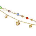 S0339 Wholesale Costom Personalized Double Chain Heart Women Anklet Bracelet Gem Heart Anklet