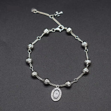 JYB256 Wholesale High Quality S925 Sterling Virgin Mary Rosary Bracelet Sterling Silver 925 Silver Virgin Mary Rosary Bracelet