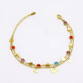 S0341 Wholesale Costom Personalized Double Chain Butterfly Women Anklet Bracelet Gem Heart Anklet