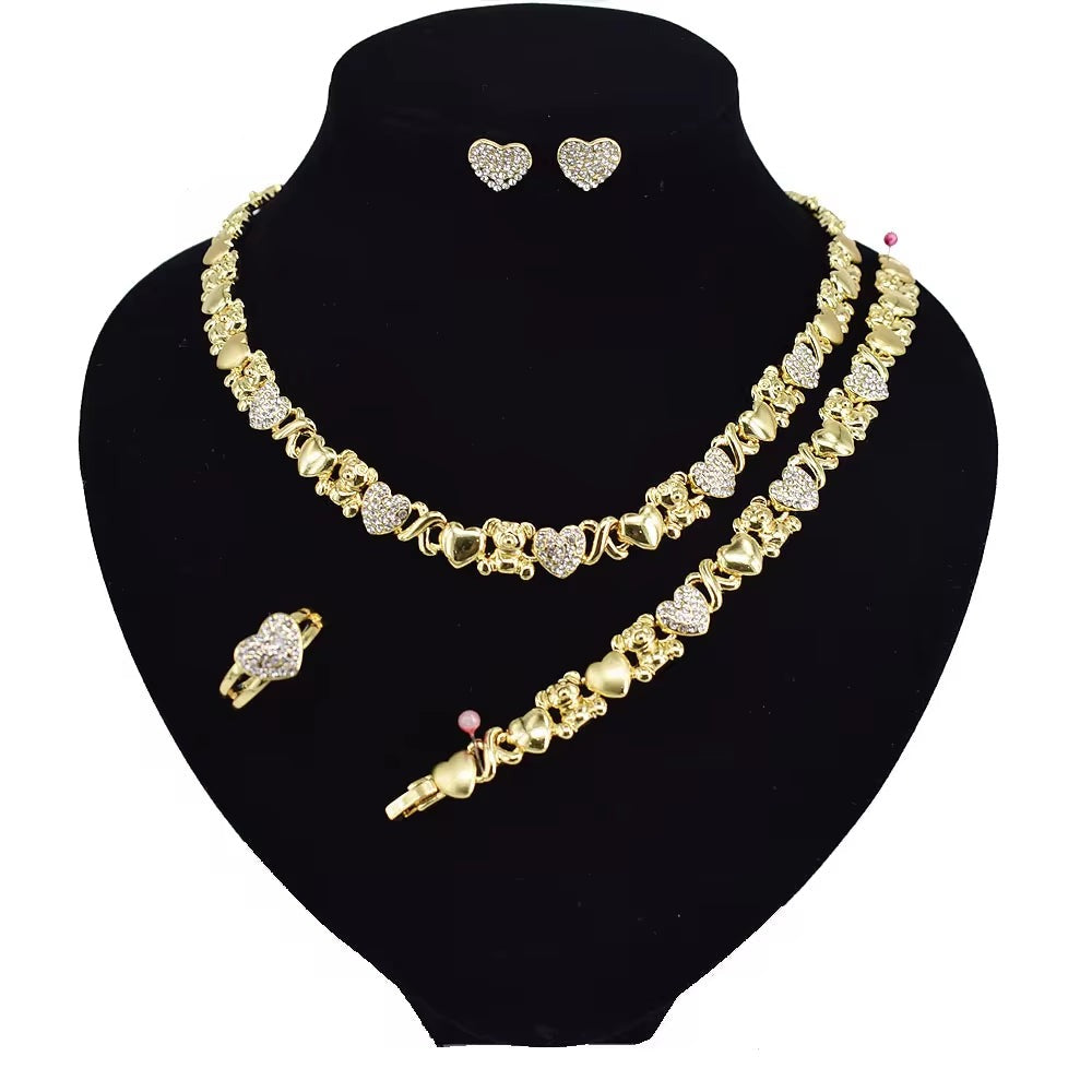 T0224 American Hot Sale High Quality X Water Drop 18 K Gold Plated Jewelry Set