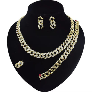 T0257 High Quality 18K Gold Plated Women'S Hip Hop Jewelry Set